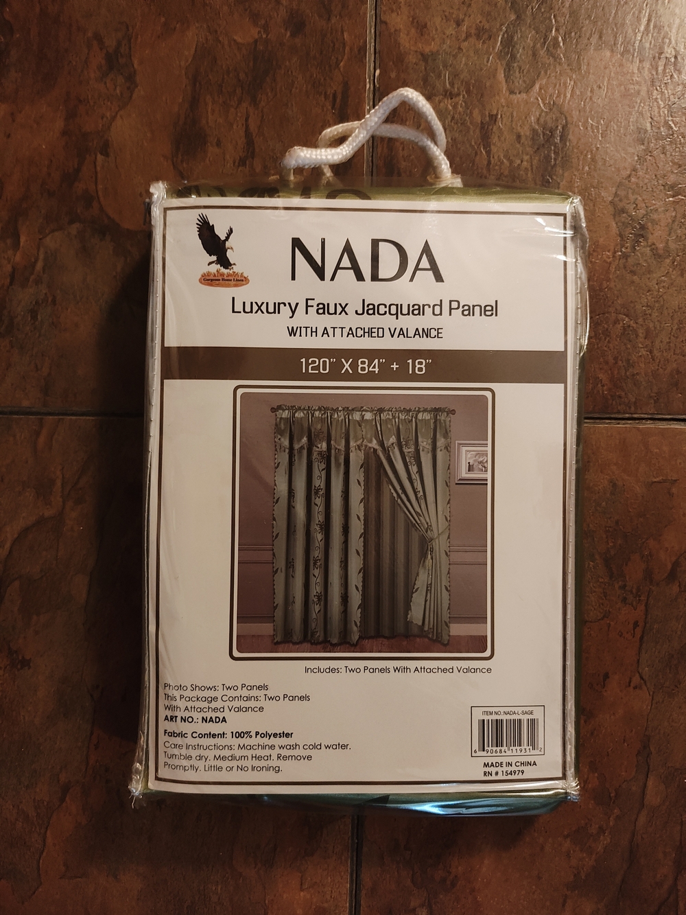 Nada Luxury Faux Jacquard Curtain Panel Set in Sage
